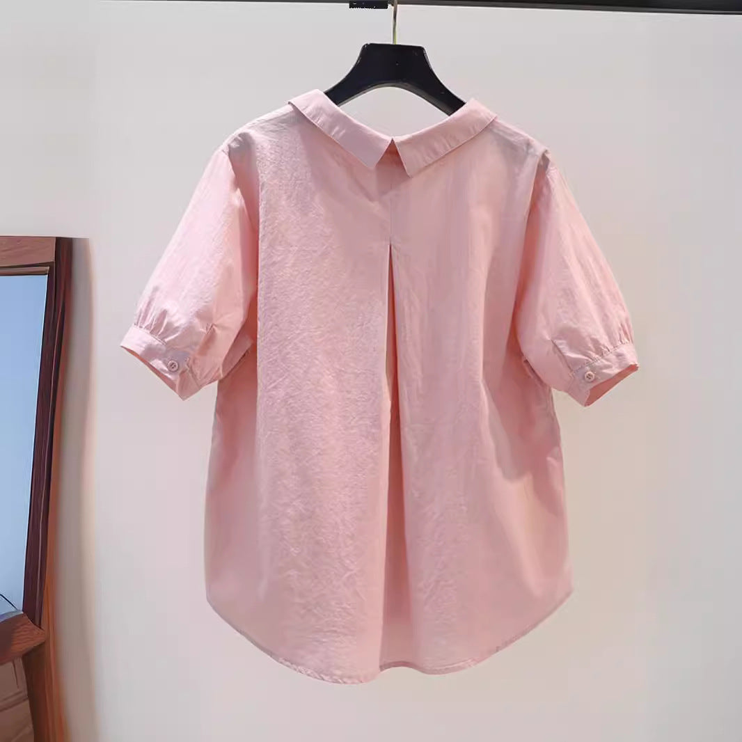 Women's Shirt Puff Sleeve Chiffon Top