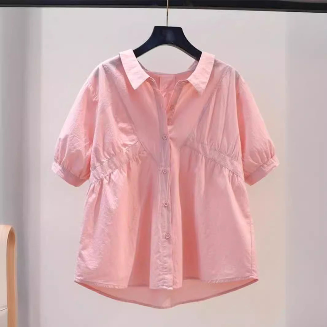 Women's Shirt Puff Sleeve Chiffon Top
