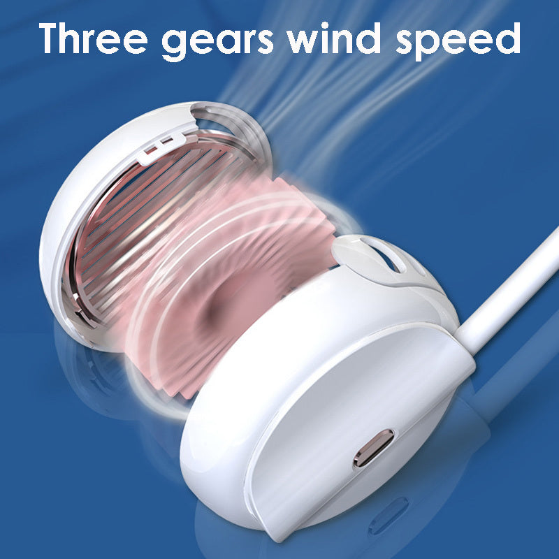 Leafless Hanging Neck Fan Portable Mini Lazy Silent Charging Portable Electric Fan