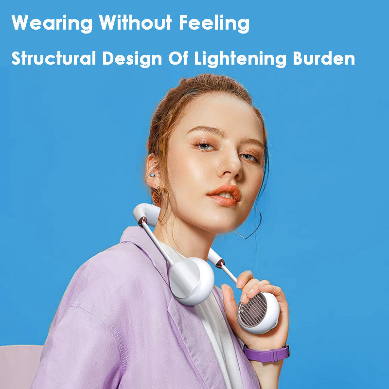 Leafless Hanging Neck Fan Portable Mini Lazy Silent Charging Portable Electric Fan