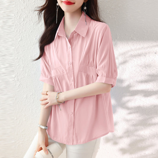 Women's Shirt Puff Sleeve Chiffon Top