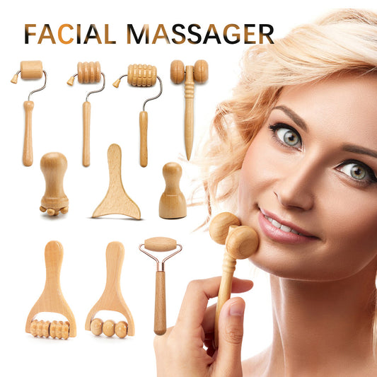 Face Massager Maderoterapia Face Roller Mini Wood Therapy Fa